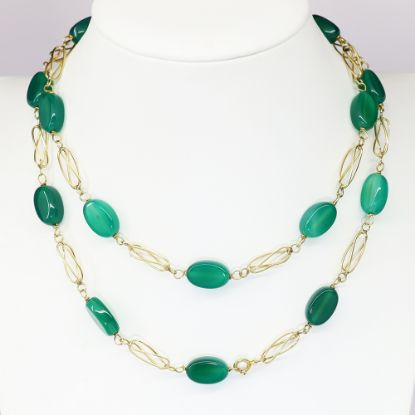 Picture of 14k Yellow Gold and Green Chrysoprase Necklace