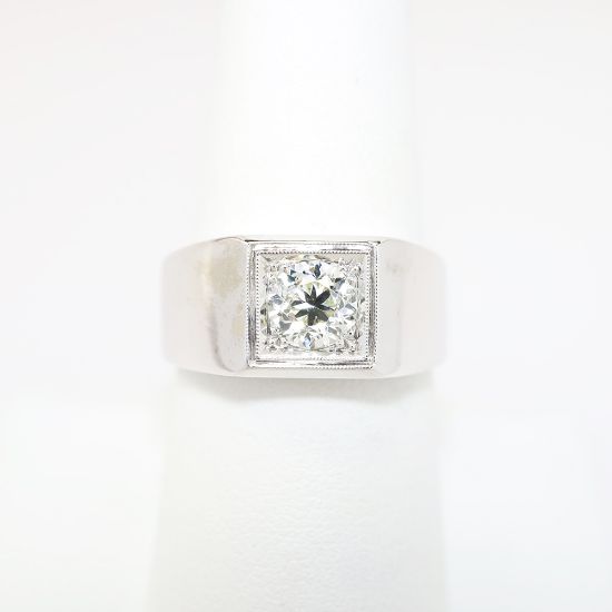 Picture of 14K White Gold & .90ct Diamond Men's Ring