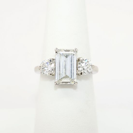 Picture of Platinum & 2.09ct Emerald Cut Diamond Ring