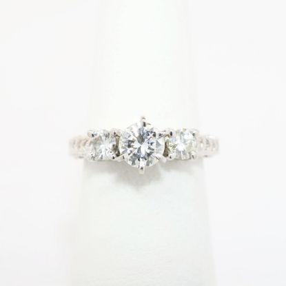 Picture of Art Deco Style 18k White Gold & 1.00ct Diamond 3-Stone Engagement Ring