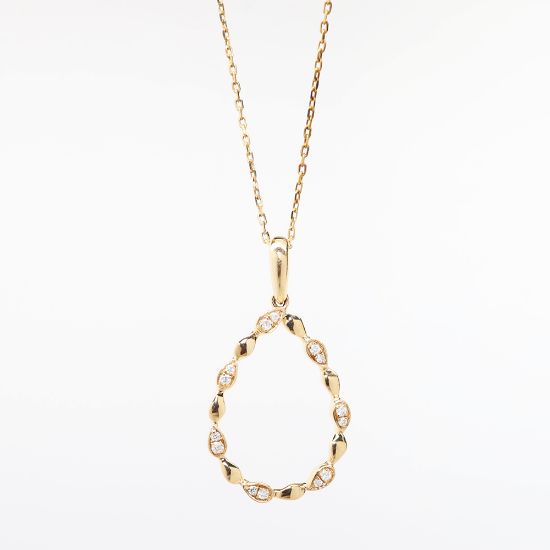 Picture of 14k Rose Gold & Diamond Teardrop Pendant Necklace