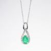 Picture of 14k White Gold & Emerald with Diamond Halo Pendant Necklace