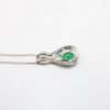 Picture of 14k White Gold & Emerald with Diamond Halo Pendant Necklace