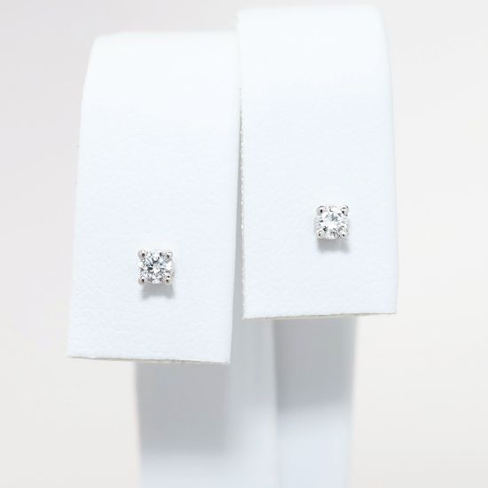 Picture of 14k White Gold & 0.10ct Diamond Solitaire Earrings