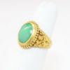 Picture of Vintage Chinese Export 22k Gold & Bezel Jet Jade Floral Design Ring