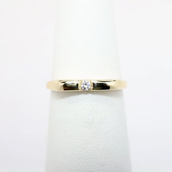 Picture of 14k Yellow Gold & 0.04ct Diamond Flat-Top Stackable Ring