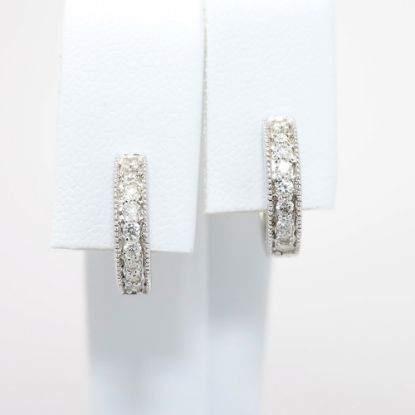 Picture of 10k White Gold & Diamond Huggee Hoop Earrings