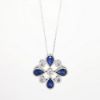 Picture of 14k White Gold & 1.00ct Sapphire Maltese Cross Pendant Necklace with Diamond Accents