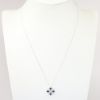 Picture of 14k White Gold & 1.00ct Sapphire Maltese Cross Pendant Necklace with Diamond Accents