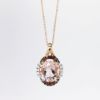 Picture of 14k Rose Gold & 2.00ct Oval Cut Morganite Pendant Necklace with Diamond and Garnet Halo