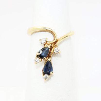 Picture of 14k Yellow Gold & Marquise Cut Sapphire Ring with Diamond Accents