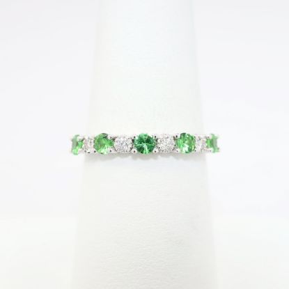 Picture of 14k White Gold, Tsavorite and Diamond Band Ring