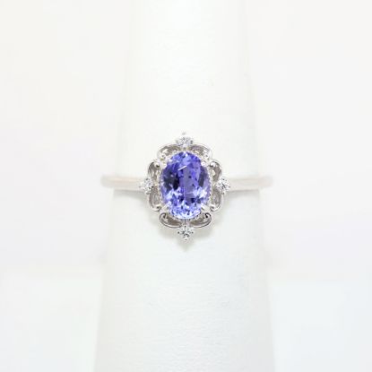 Picture of 14k White Gold & 1.00ct Oval Cut Tanzanite Ring with Diamond Accents