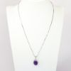 Picture of 14k White Gold & Oval Cut Amethyst Pendant Necklace with Diamond Halo