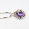 Picture of 14k White Gold & Oval Cut Amethyst Pendant Necklace with Diamond Halo