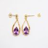 Picture of 14k Yellow Gold & Pear Cut Amethyst Drop Earrings