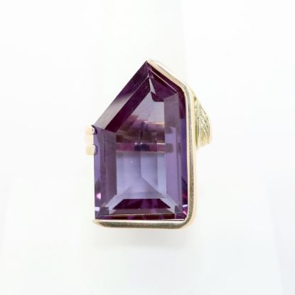 Picture of Vintage 14k Yellow Gold & Fancy Step Cut Synthetic Amethyst Ring