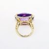 Picture of 14k Yellow Gold, Fancy Cut Amethyst Faceted Cabochon and Diamond Ring