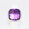 Picture of 14k Yellow Gold, Fancy Cut Amethyst Faceted Cabochon and Diamond Ring