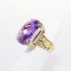 Picture of 14k Yellow Gold, Fancy Cut Amethyst Faceted Cabochon and Diamond Ring