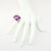 Picture of 14k Yellow Gold, Fancy Cut Amethyst Faceted Cabochon and Diamond Ring