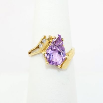 Picture of 14k Yellow Gold & Fancy Cut Amethyst Ring with Diamond Accents