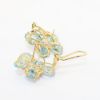 Picture of 14k Yellow Gold, Blue Topaz & Diamond Flower Cluster Earrings