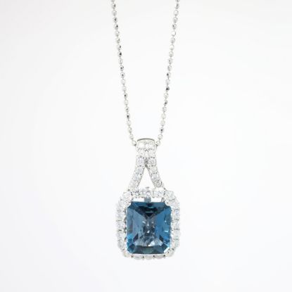 Picture of 14k White Gold, London Blue Topaz and Diamond Necklace