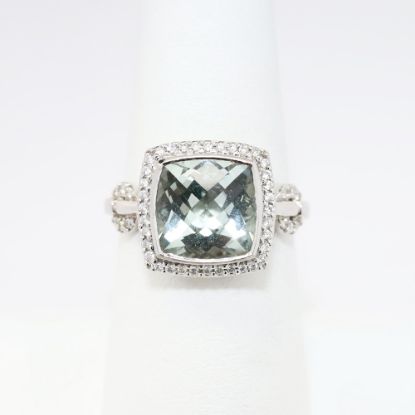 Picture of 14k White Gold, Green Amethyst & Diamond Ring