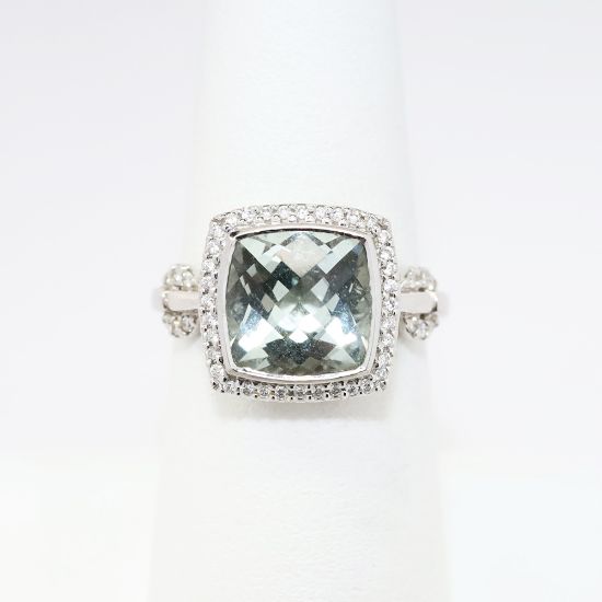 Picture of 14k White Gold, Green Amethyst & Diamond Ring