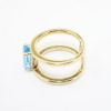 Picture of 14k Yellow Gold & Emerald Cut Blue Topaz Ring with Split Shank