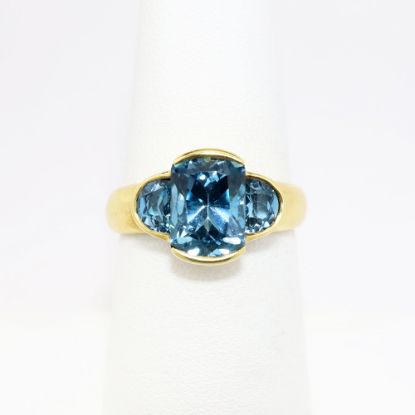 Picture of 18k Yellow Gold & London Blue Topaz Triple Stone Ring