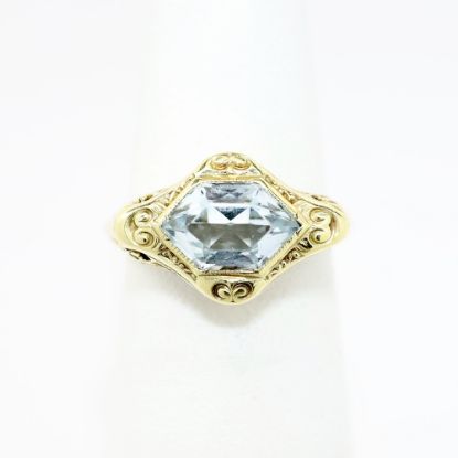 Picture of Antique Edwardian Era 14k Yellow Gold & Aquamarine Ring