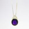 Picture of 14k Yellow Gold & Oval Cut Amethyst Pendant Necklace with Diamond Accents