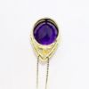 Picture of 14k Yellow Gold & Oval Cut Amethyst Pendant Necklace with Diamond Accents