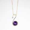 Picture of 14k Yellow Gold & Round Bezel Set Amethyst Pendant with Diamond