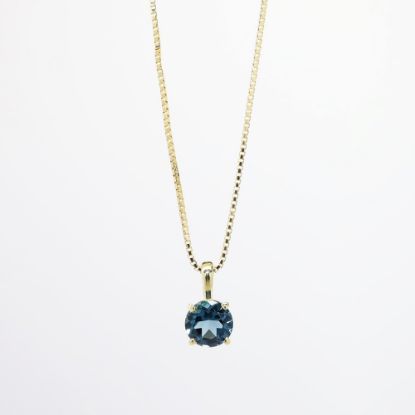 Picture of 14k Yellow Gold & London Blue Topaz Solitaire Pendant