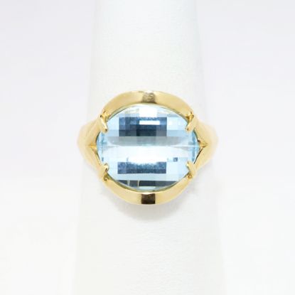 Picture of 14k Yellow Gold & Fancy Dome Cut Blue Topaz Ring