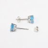 Picture of 18K White Gold & Blue Topaz Solitaire Stud Earrings