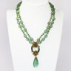 Picture of Signed Miriam Haskell Gilt Brass, Green Czech Glass, Enamel & Rhinestone Necklace & Earring Set