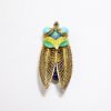 Picture of Vintage Gilt Chinese Export Silver, Cloisonné Enamel & Turquoise Cabochon Cicada Shaped Locket