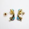 Picture of Vintage Signed Christian Dior Faux Turquoise Cabochon, Black Enamel & Rhinestone Earrings