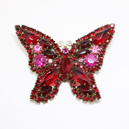 Picture of Vintage Weiss Red & Pink Rhinestone Butterfly Brooch
