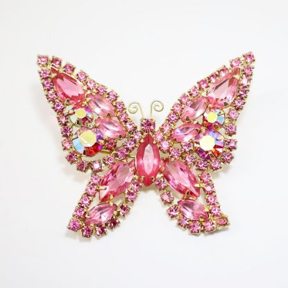 Picture of Vintage Signed Weiss Pink Rhinestone Butterfly Brooch