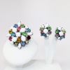Picture of Vintage Weiss Milk Glass & Rhinestone Brooch & Clip-On Earring Set