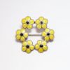 Picture of Vintage MEKA Denmark Sterling Silver with Yellow & Black Guilloche Enamel Flower Wreath Brooch