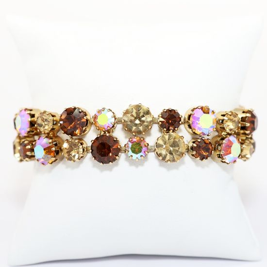 Picture of Vintage Weiss Topaz & Aurora Borealis Rhinestone Double Strand Bracelet