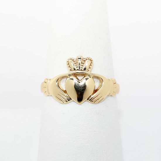 Picture of 14k Yellow Gold Claddagh Ring, US Size 8.75