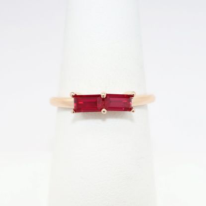 Picture of 14k Rose Gold & Baguette Cut Ruby Ring, US Size 6.5