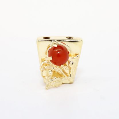 Picture of 14k Yellow Gold & Carnelian Cabochon Slide Charm with Leaf Motif